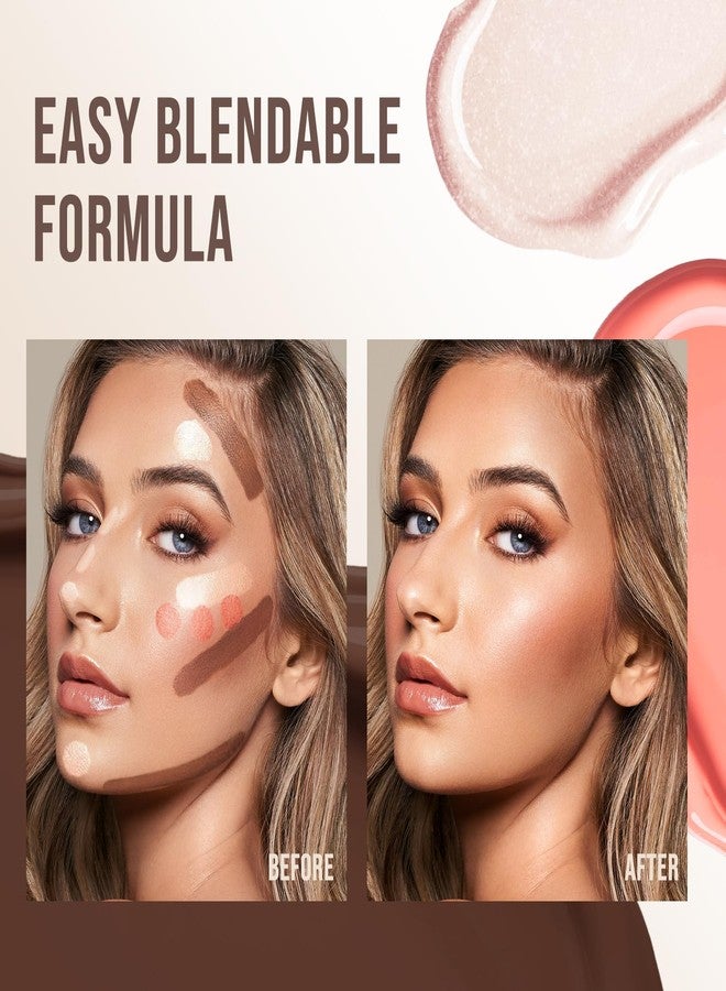 Color Nymph Liquid Makeup Wand Combo, Hydrating Brown Contour Stick Glow Liquid Highlighter Pigmented Blush For Cheeks Fine Texture Natural Blend Long Lasting (Brown Contour+Blush+Highlighter) - Image 5